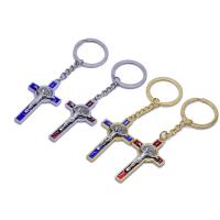 Stainless Steel Key Clasp, Crucifix Cross, plated, Unisex & enamel, more colors for choice, 53x30mm, Sold By Strand