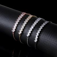 Bracelet en alliage de zinc, avec zircon cubique, Placage, réglable & pour femme, plus de couleurs à choisir, protéger l'environnement, sans nickel, plomb et cadmium, 42*7mm, Vendu par 10 pouce brin