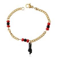 Titanium Steel Bracelet with Acrylic gold color plated for children & enamel nickel lead & cadmium free 150mm Sold Per 4.5 Inch Strand