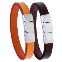 Faux Leather Bracelet, with 316 Stainless Steel, fashion jewelry & Unisex, more colors for choice, Sold Per 8.86 Inch Strand