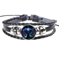 Faux Leather Bracelet with Wax Cord & Glass fashion jewelry & time gem jewelry & Unisex Sold Per 7.88 Inch Strand