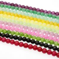Crackle kvarts pärlor, Rund, olika storlek för val, fler färger för val, Hål:Ca 1mm, Såld Per Ca 14.9 inch Strand