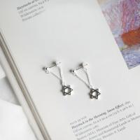 925 Sterling Silver Drop &  Dangle Earrings, Hexagram, platinum plated, oval chain & for woman & hollow, 30mm, 8mm, 3Pairs/Lot, Sold By Lot