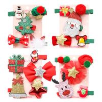 Cloth Christmas Hair Clip, handmade, Christmas Design & cute & Girl & fashion jewelry & different styles for choice, 33mm, Sold By PC