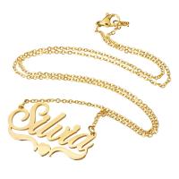 Stainless Steel Jewelry Necklace Letter gold color plated oval chain & for woman 1mm Length Approx 18 Inch Sold By Lot