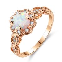 Brass Finger Ring with Opal gold color plated & for woman & with rhinestone Sold By Bag