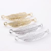 Tibetan Style Connector, Feather, plated, 1/1 loop, more colors for choice, nickel, lead & cadmium free, 43*8*2mm, 200PCs/Bag, Sold By Bag