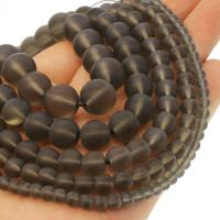 Natürliche Rauchquarz Perlen, rund, verschiedene Größen vorhanden & satiniert, Bräune, Bohrung:ca. 1mm, verkauft per ca. 14.9 ZollInch Strang