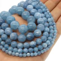 Aquamarin Perle, rund, verschiedene Größen vorhanden, seeblau, Bohrung:ca. 1mm, verkauft per ca. 14.9 ZollInch Strang