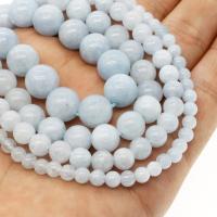 Aquamarin Perle, rund, verschiedene Größen vorhanden, hellblau, Bohrung:ca. 1mm, verkauft per ca. 14.9 ZollInch Strang