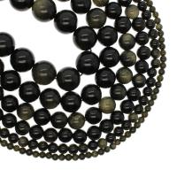 Gold Obsidian Beads, Round, different size for choice, Hole:Approx 1mm, Sold Per Approx 14.9 Inch Strand