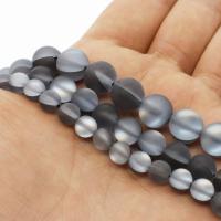 Labradorit Perlen, rund, verschiedene Größen vorhanden & satiniert, grau, Bohrung:ca. 1mm, verkauft per ca. 14.9 ZollInch Strang