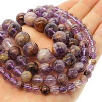 Lila+Phantom+Quarz Perle, rund, verschiedene Größen vorhanden, violett, Bohrung:ca. 1mm, verkauft per ca. 14.9 ZollInch Strang
