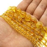 Natürlicher Citrin Perlen, Gelbquarz Perlen, rund, verschiedene Größen vorhanden, gelb, Bohrung:ca. 1mm, verkauft per ca. 14.9 ZollInch Strang