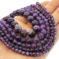 Luonnollinen Ametisti helmiä, Pyöreä, erikokoisia valinnalle, violetti, Reikä:N. 1mm, Myyty Per N. 14.9 tuuma Strand