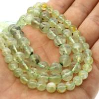Prehnit Perle, rund, verschiedene Größen vorhanden, hellgrün, Bohrung:ca. 1mm, verkauft per ca. 14.9 ZollInch Strang