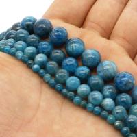 Apatite Perle, rund, verschiedene Größen vorhanden, blau, Bohrung:ca. 1mm, verkauft per ca. 14.9 ZollInch Strang