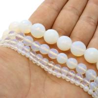 Perles opales de mer, Opaline, Rond, normes différentes pour le choix & facettes, blanc, Trou:Environ 1mm, Vendu par Environ 14.9 pouce brin
