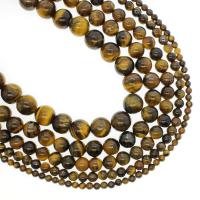 Tigerauge Perlen, rund, verschiedene Größen vorhanden, Bohrung:ca. 1mm, verkauft per ca. 14.9 ZollInch Strang