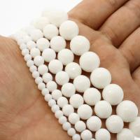 Bijela Porculanske perle, Bijeli porculan, Krug, različite veličine za izbor & faceted, bijel, Rupa:Približno 1mm, Prodano Per Približno 14.9 inčni Strand