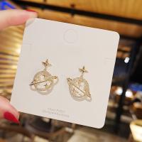 Zinc Alloy Drop Earrings sterling silver post pin gold color plated Korean style & for woman & with rhinestone & hollow nickel lead & cadmium free 26mm Sold By Lot