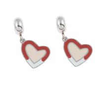 Stainless Steel European Pendants, 304 Stainless Steel, Heart, enamel, 24x12x1mm, Hole:Approx 4mm, 10PCs/Bag, Sold By Bag