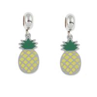 Stainless Steel European Pendants, 304 Stainless Steel, Pineapple, enamel, 27x7x1mm, Hole:Approx 4mm, 10PCs/Bag, Sold By Bag