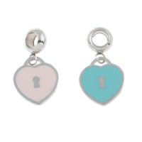 Stainless Steel European Pendants, 304 Stainless Steel, Heart, enamel, more colors for choice, 24x13x1mm, Hole:Approx 4mm, 10PCs/Bag, Sold By Bag