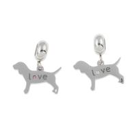 Stainless Steel European Pendants, 304 Stainless Steel, Dog, with rhinestone, more colors for choice, 20x18x1mm, Hole:Approx 4mm, 10PCs/Bag, Sold By Bag