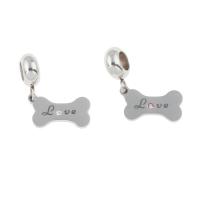Stainless Steel European Pendants 304 Stainless Steel Dog with rhinestone Approx 4mm Sold By Bag