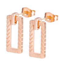 Titanium Steel Stud Earring Rectangle 18K gold plated Korean style & for woman Sold By Pair