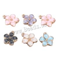 Tibetan Style Flower Pendants, gold color plated, enamel, more colors for choice, nickel, lead & cadmium free, 15x17mm, Hole:Approx 1mm, 30PCs/Bag, Sold By Bag