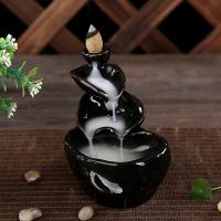 Backflow Incense Burner Porcelain handmade without incense & for home and office & durable black Sold By PC