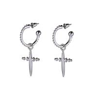 Zinc Alloy Drop Earrings Cross plated vintage & fashion jewelry & for woman 30mm Sold By Pair