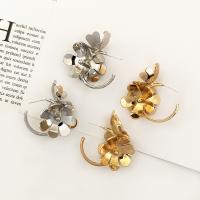 Brass Stud Earring, Flower, plated, vintage & fashion jewelry & for woman, more colors for choice, 39mm, Sold By Pair