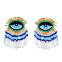 Seedbead Tassel Earring with Zinc Alloy fashion jewelry & for woman 72*40mm Sold By Pair