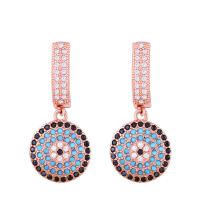 Brass Drop Earring with Cubic Zirconia plated vintage & fashion jewelry & for woman 30*12mm Sold By Pair