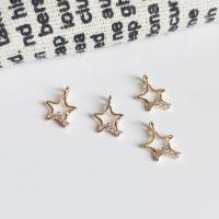 Brass Pendant Star gold color plated DIY & micro pave cubic zirconia Approx Sold By Lot