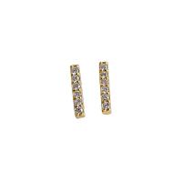 925 Sterling Silver Stud Earrings, sterling silver post pin, plated, micro pave cubic zirconia & for woman, more colors for choice, 1.75x10.40mm, 3Pairs/Lot, Sold By Lot
