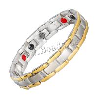 acier inoxydable 316L bracelet, avec pierre gemme, magnétique & pour homme, couleur métallique plaquée, 12x213mm, Longueur:Environ 8.4 pouce, Vendu par PC
