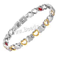 316L Stainless Steel Bracelet with Gemstone silver color plated Unisex & with magnetic & hollow metallic color plated Length Approx 7.9 Inch Sold By PC