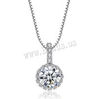 Brass Necklace silver color plated micro pave cubic zirconia & for woman silver color Sold Per Approx 18.9 Inch Strand