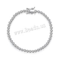 Brass Bracelet & Bangle, silver color plated, different size for choice & micro pave cubic zirconia & for woman, metallic color plated, Sold By Strand