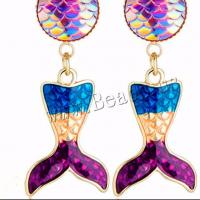 Tibetan Style Drop Earrings, Mermaid tail, plated, fashion jewelry & for woman & enamel, multi-colored, nickel, lead & cadmium free, 43x13mm, Sold By Pair