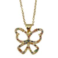 Stainless Steel Jewelry Necklace with 1.5Inch extender chain Butterfly gold color plated oval chain & micro pave cubic zirconia & for woman 1.5mm Sold Per Approx 17 Inch Strand