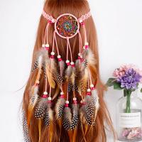 Feather Headband, with Velveteen, vintage & Adjustable & folk style & for woman, more colors for choice, 650*260mm, Sold By Strand