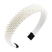 Hair Bands, Tibetan Style, with Velveteen & Plastic Pearl, fashion jewelry & for woman, white, nickel, lead & cadmium free, 145*130mm, Sold By PC