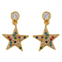 Brass Drop Earring gold color plated & for woman & with rhinestone 12*17mm 2*21mm Sold By Pair
