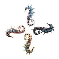 Cubic Zirconia Micro Pave Brass Connector, Seahorse, plated, micro pave cubic zirconia & 1/1 loop, more colors for choice, nickel, lead & cadmium free, 14.2x27.9mm, Hole:Approx 2mm, 5PCs/Lot, Sold By Lot
