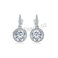 Brass Drop Earring brass earring hook platinum plated micro pave cubic zirconia & for woman metallic color plated Sold By Pair